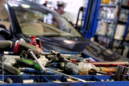 Tools at a mechanic's workshop for luxury cars on the Gold Coast
