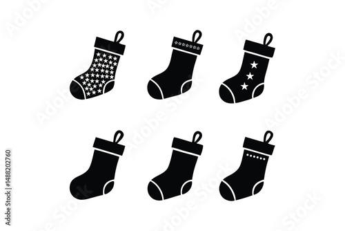 Christmas Stocking Icon Silhouette Vector Bundle Design