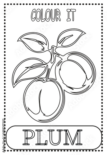 Coloring page for kids learning Plum