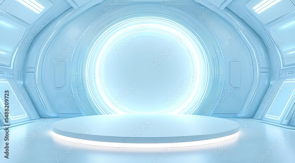 Obraz premium Futuristic Circular Room with Bright Light