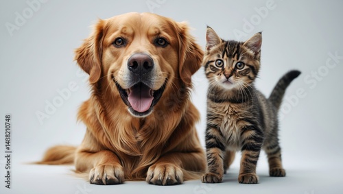 Wallpaper Mural Background portrait featuring a golden retriever and a cat Torontodigital.ca