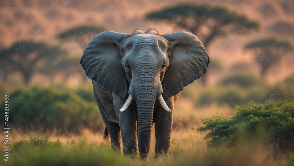 Obraz premium Huge elephant in the underbrush.