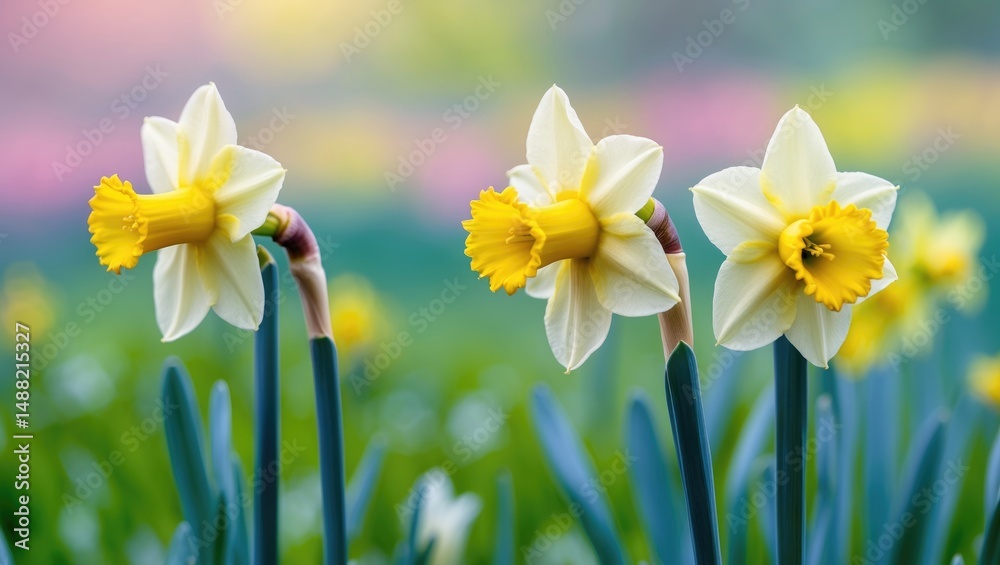 Vibrant daffodil flowers with vivid colors Vibrant daffodil flowers with vivid colors