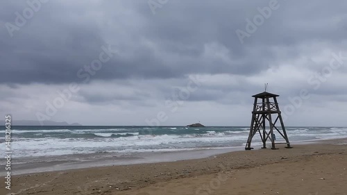 Carteros Beach in off-season. Heraklion, Crete, Greece