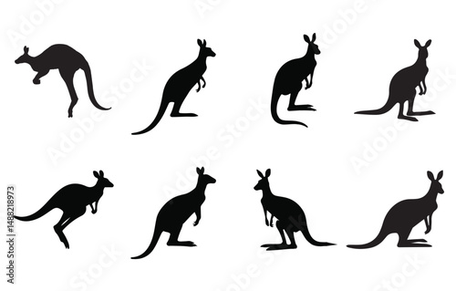 kangaroo silhouettes set large pack