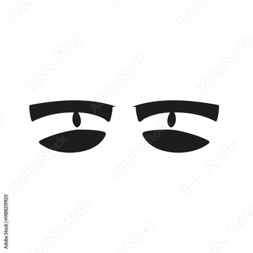 Tired Eyes Silhouette Illustration. Expression Of Fatigue And Sleepiness Isolated Vector Illustration
