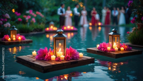 The radiant candles surrounding the pool