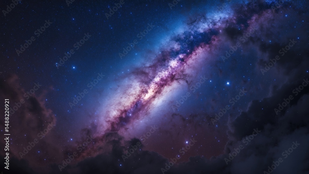 Fototapeta premium The long exposure photo reveals the heart of the galaxy