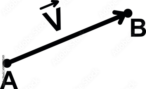 black illustration straight vector formed by points A and B, concept of theoretical physics