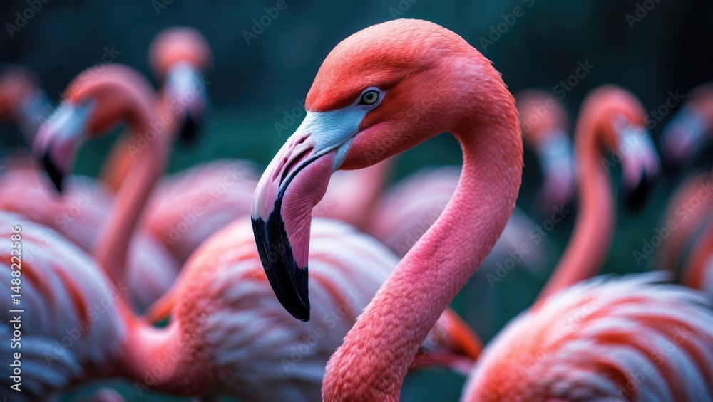 Obraz premium Vibrant flamingo set against a blurred background