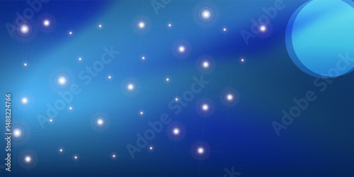 Night sky with stars. Dark blue vector universe. Shiny abstract cosmos. Galaxy illustration with sparkles and starlight. Celestial winter cosmic background eps 10