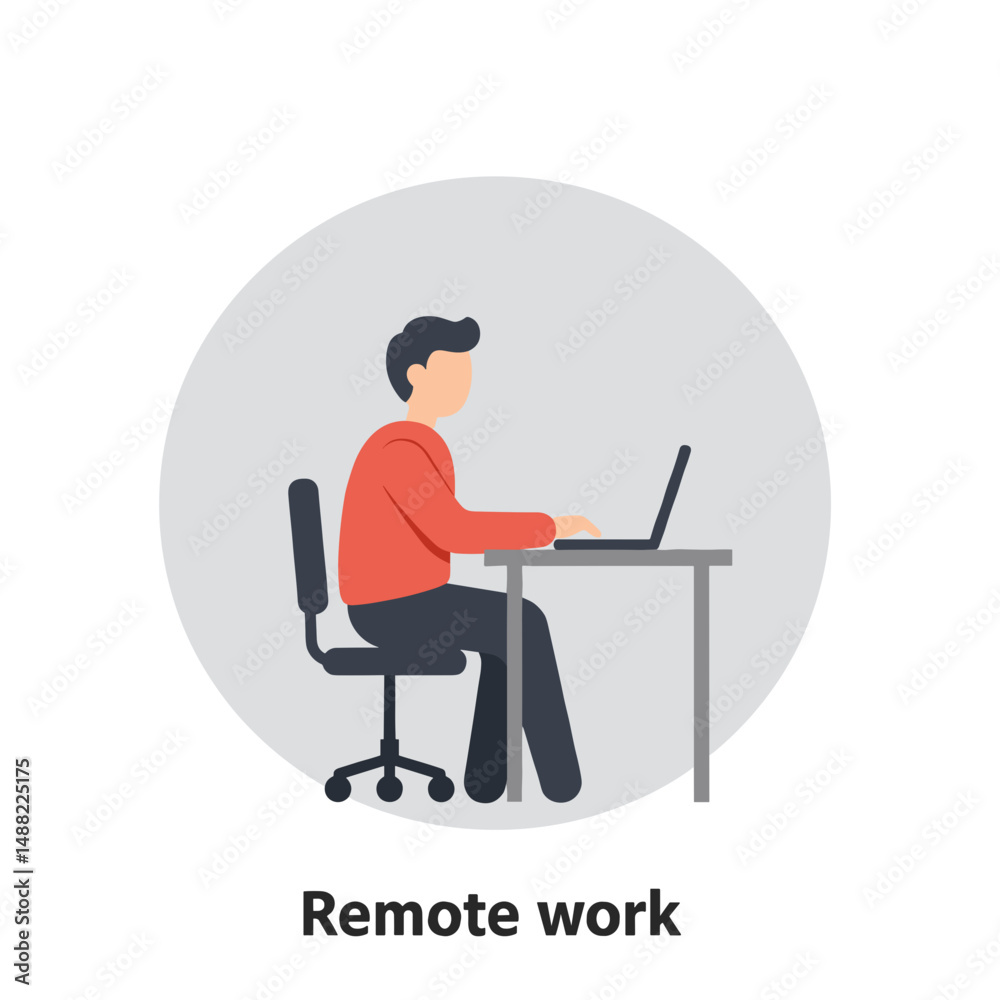 Young man working on laptop at desk in remote work setting Young man working on laptop at desk in remote work setting