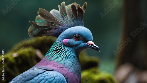 Victoria Crowned Pigeon in selective focus, detailed view