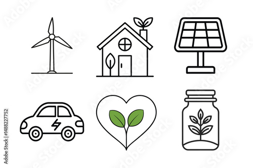 Environment-friendly line art Icon set, eco-friendly, sustainable development