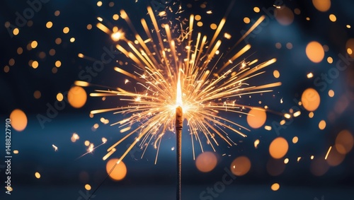 Holiday Sparkler Close-Up Featuring Multicolor Bokeh Effects