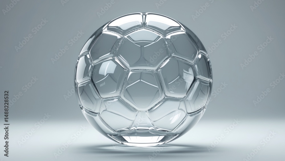 Fototapeta premium Crystal soccer ball with transparency on background
