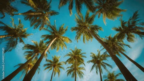 Low angle view of palm trees