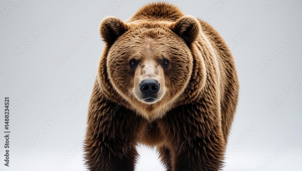 Brown Female Bear Walking on a White Background Brown Female Bear Walking on a White Background