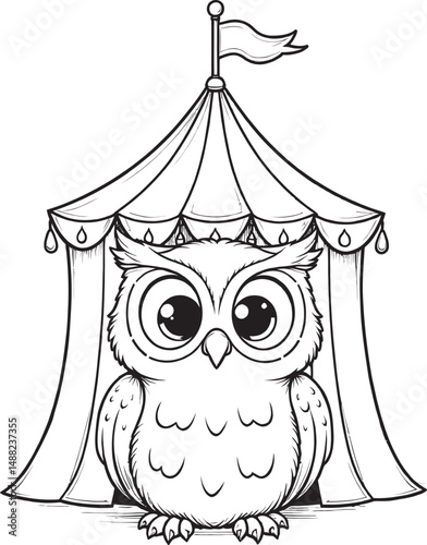 Cute Owls outline  and line art Coloring Page 