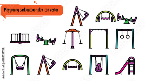  Playgroung park outdoor play icon vector