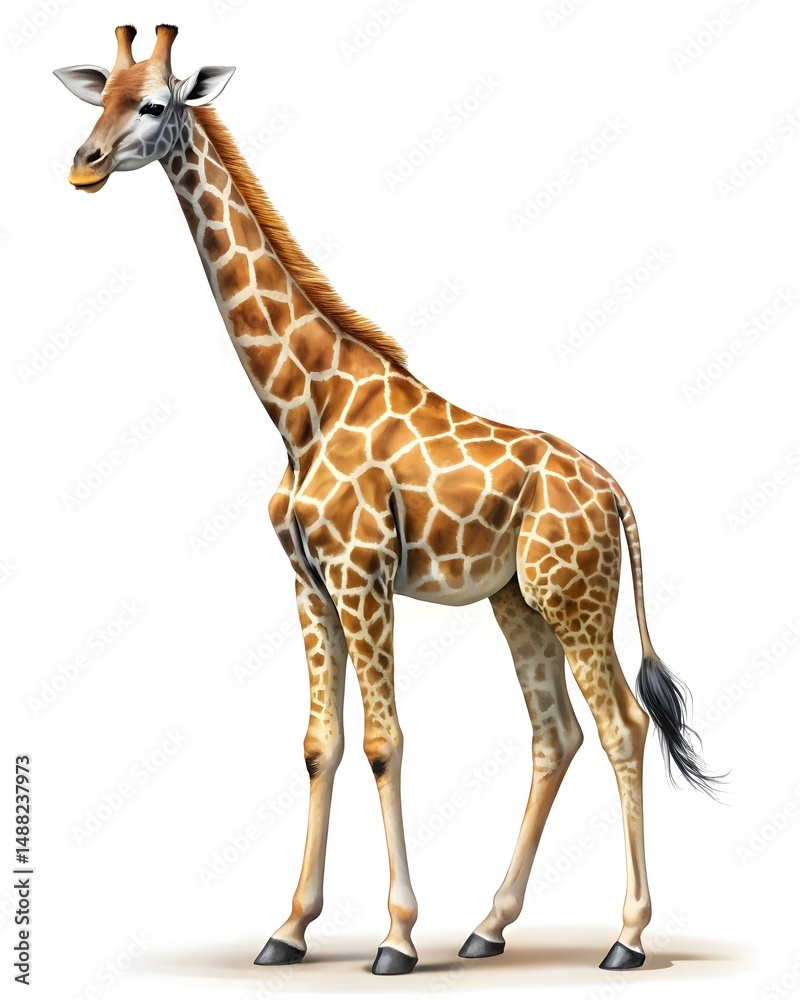 Fototapeta premium Realistic Full Body Giraffe on White Background