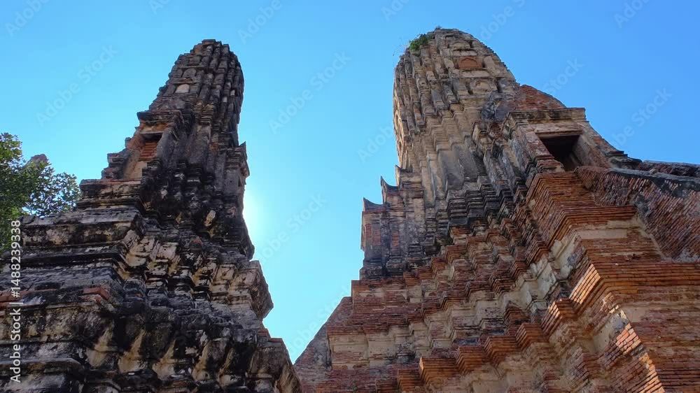 Landscape Ayutthaya Historical Park in Ayutthaya. The famous temple. Ruins of the old city. 