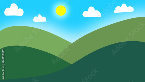 background landscape with mountains and clouds