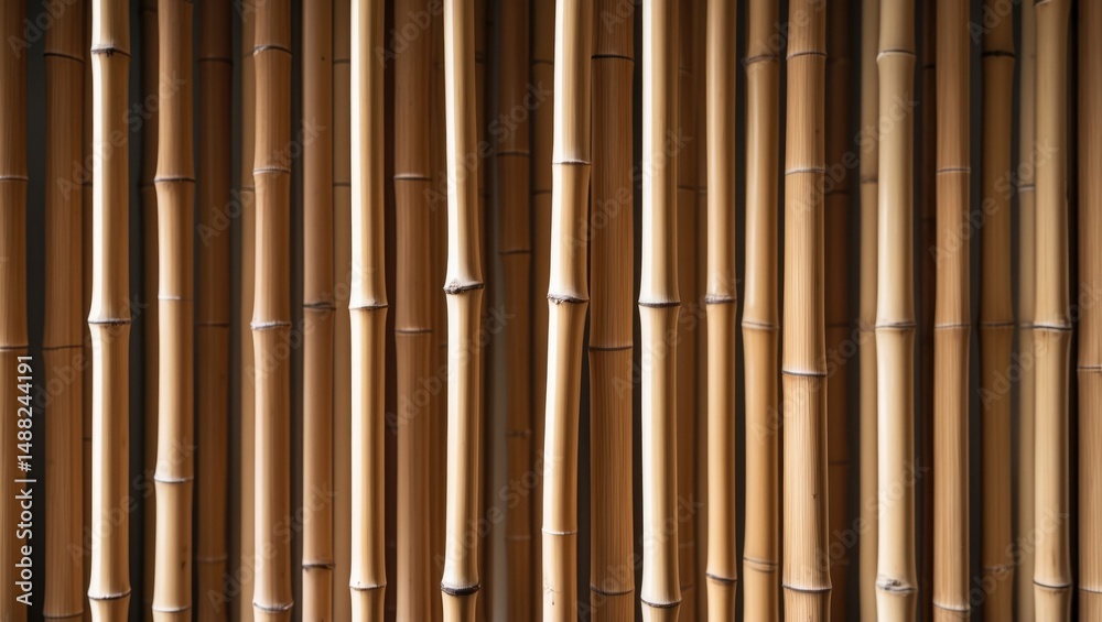 Fototapeta premium Eco-friendly bamboo texture featuring modern striped pattern and warm natural tones