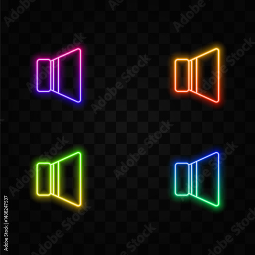speaker vector icon. vector illustration design. neon style megaphone.