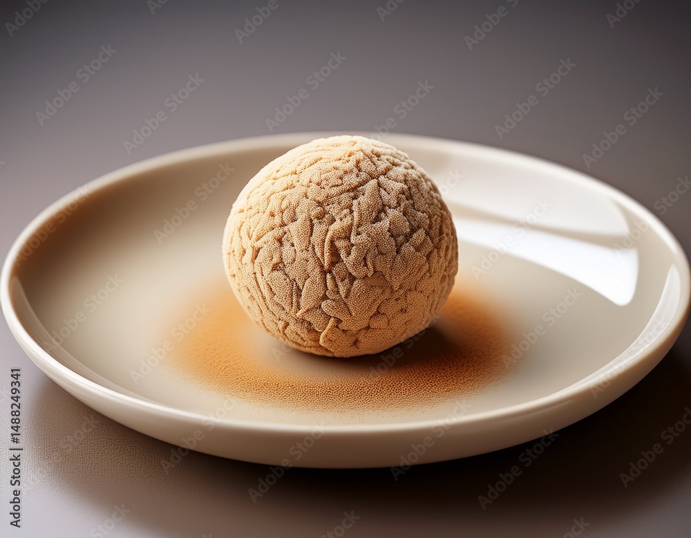 Fototapeta premium Ein Proteinball auf Porzellan