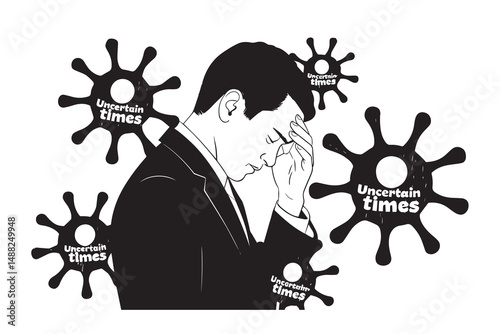 Businessman Stressed by Uncertain Times Problem