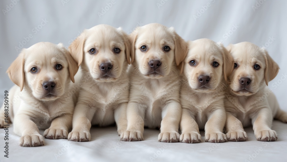 Labrador puppies on a plain white background Labrador puppies on a plain white background