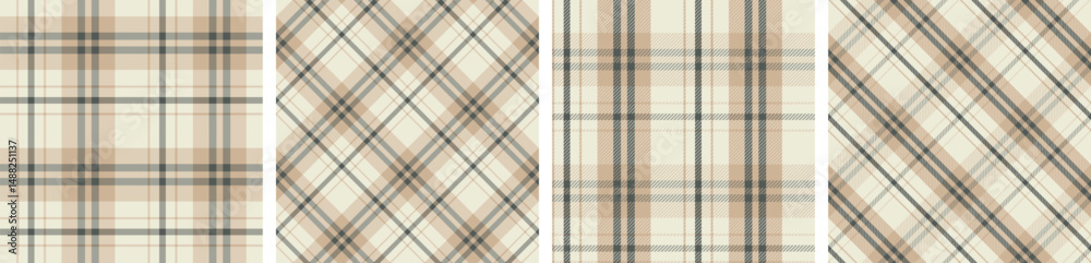 Plaid pattern set seamless tartan check plaid for skirt, tablecloth, blanket, duvet cover, or other modern fashion print.