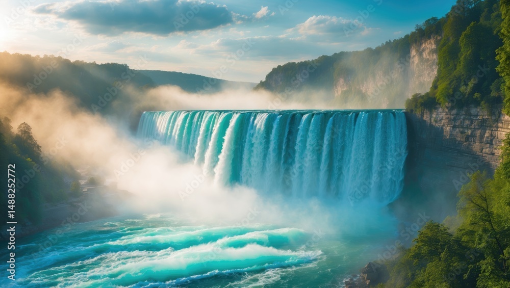 Fototapeta premium The largest waterfall in Europe is the Rhine Falls.