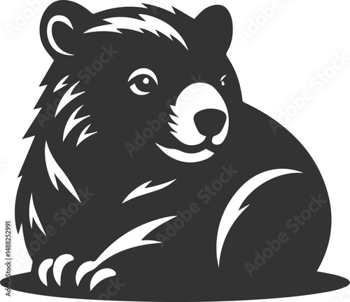 Wild animal vector silhouette wombat black drawing