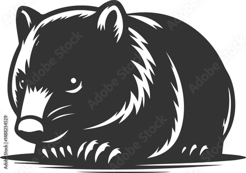 Wild animal vector silhouette wombat black drawing
