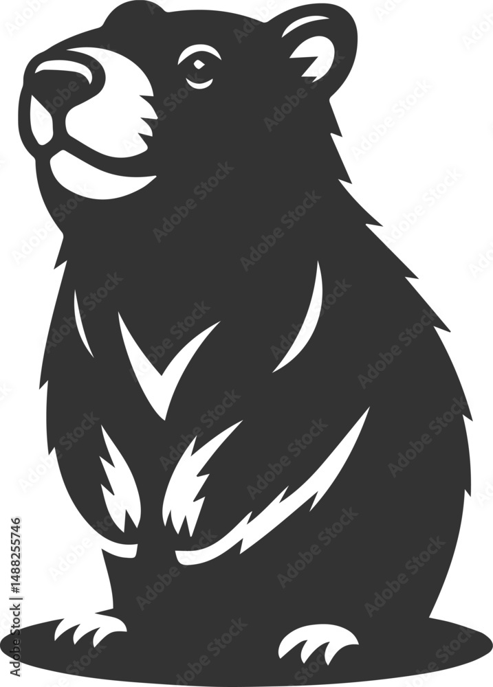 Obraz premium Wild animal vector silhouette wombat black drawing