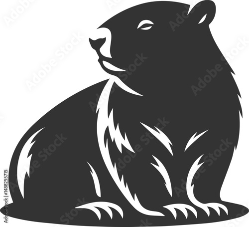 Wild animal vector silhouette wombat black drawing