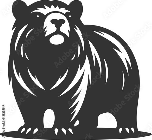 Wild animal vector silhouette wombat black drawing
