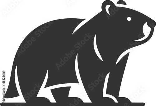 Wild animal vector silhouette wombat black drawing