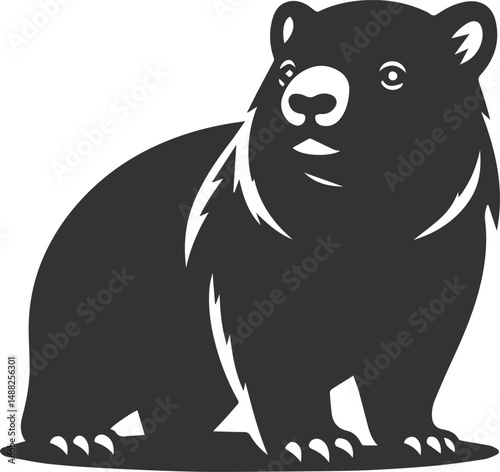 Wild animal vector silhouette wombat black drawing