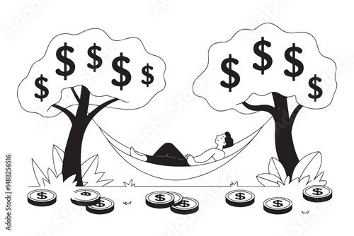Person Relaxing in Hammock Under Money Trees