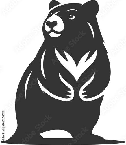 Wild animal vector silhouette wombat black drawing