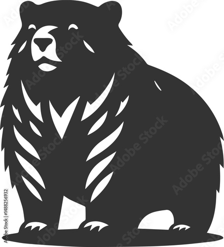 Wild animal vector silhouette wombat black drawing