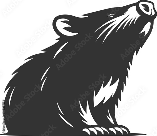 Wild animal vector silhouette wombat black drawing