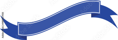 Flat Blue Ribbon Banner Icon – Vector Decorative Labels and Badges