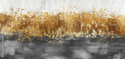 Fototapeta Naklejka Na Ścianę i Meble -  3d drawing of abstract marble art wallpaper for wall decor.Resin geode functional, like watercolor geode painting. golden, black, white, and gray background	
