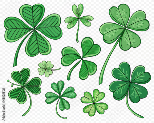 Six Green Shamrocks A Collection of Irish Themed Graphic Designs