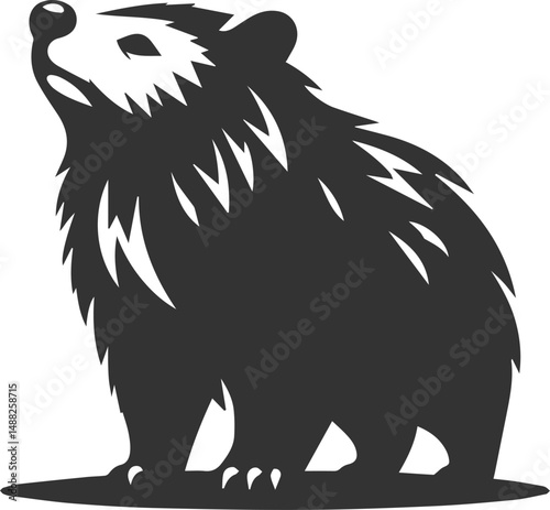 Wild animal vector silhouette wombat black drawing