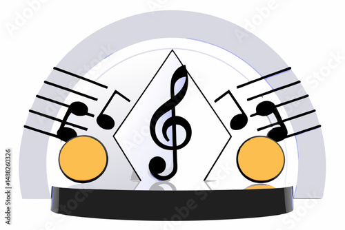 Energetic and colorful high fidelity 3D music render with abstract shapes capturing the essence of sound and rhythm.